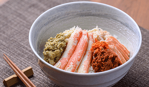 プレミアムズワイガニ×セイコガニ（香箱ガニ）の甲羅盛り 夫婦丼セット